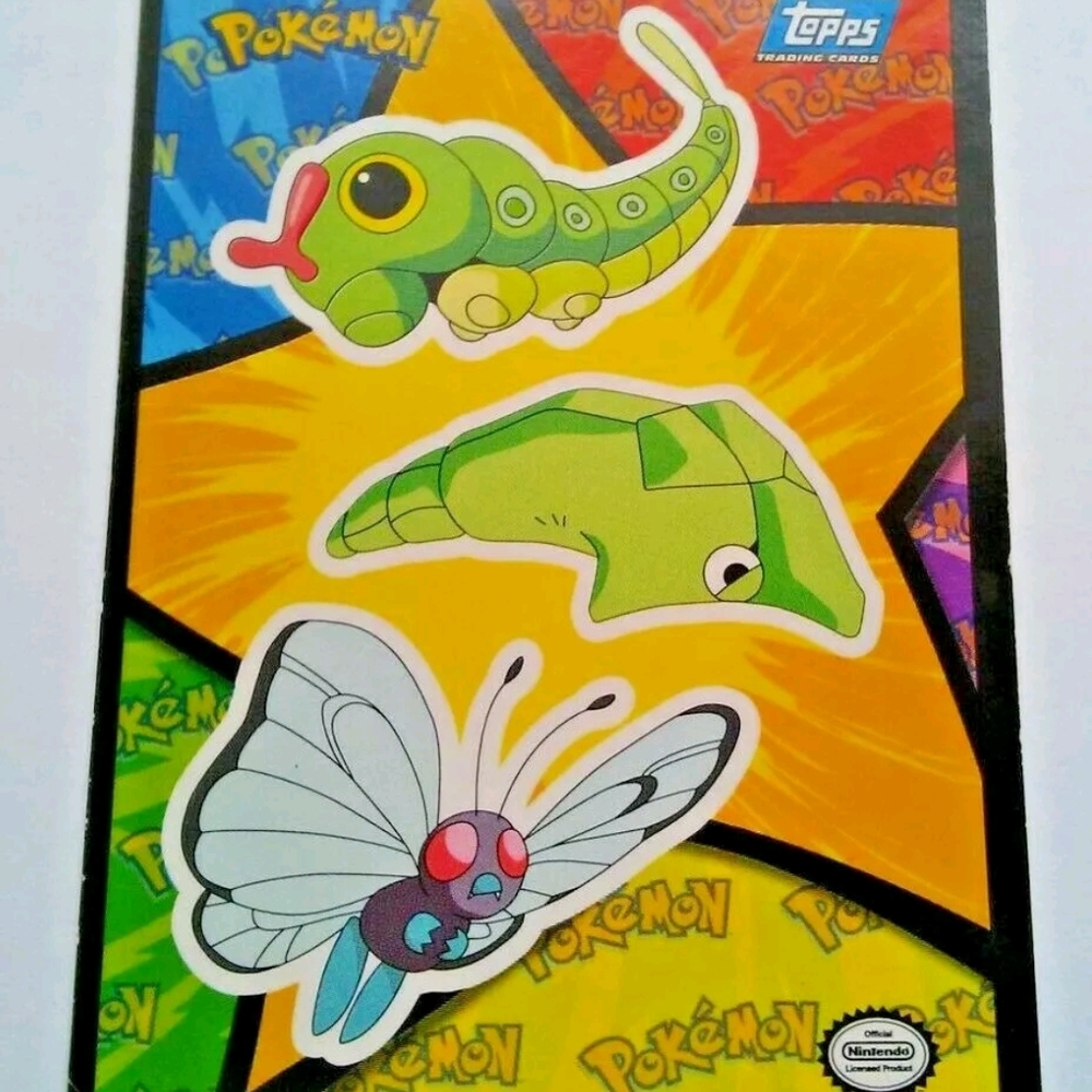 Topps Pokémon Trading Cards - Green Caterpie, Metapod, and Butterfree
